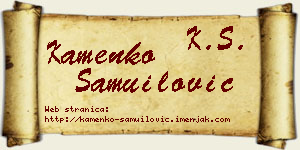 Kamenko Samuilović vizit kartica